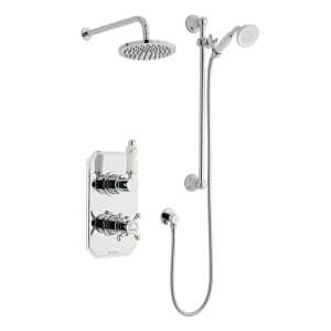 Kartell Viktory Thermostatic Concealed Shower with Adjustable Slide Rail Kit and Overhead Drencher Chrome SHO0033VI SHO100SR SHO092OE SHO083DE