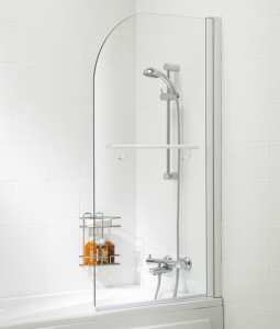 Lakes Curved Bath Shower Screen with Rail 800mm