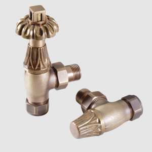 MHS Chartwell 15mm Angled Thermostatic Radiator Valves in Brass