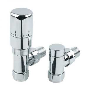 MHS Radius 15mm Angled TRV Valve Chrome