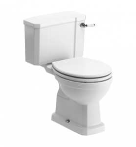 Moods Classico Open Back Close Coupled Toilet with Satin White Wood Effect Seat