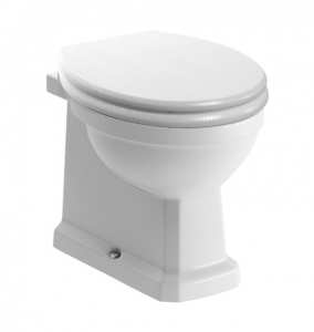 Moods Classico Back To Wall Toilet with Satin White Wood Effect Seat