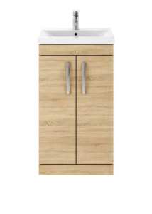 Nuie Athena Natural Oak Floor Standing 500mm Cabinet and Basin 1 ATH003A