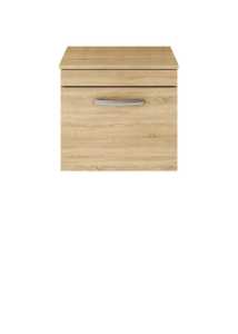 Nuie Athena Natural Oak Wall Hung 500mm Cabinet and Worktop ATH010W