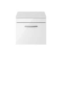 Nuie Athena Gloss White Wall Hung 500mm Cabinet and Worktop ATH013W