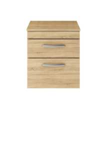 Nuie Athena Natural Oak Wall Hung 500mm Cabinet and Worktop ATH017W