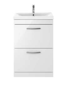 Nuie Athena Gloss White Floor Standing 600mm Cabinet and Basin 1 ATH034A