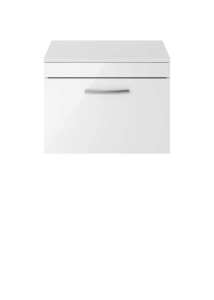 Nuie Athena Gloss White Wall Hung 600mm Cabinet and Worktop ATH041W