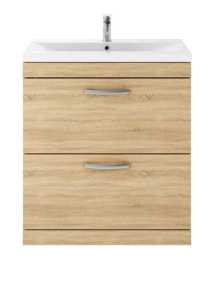 Nuie Athena Natural Oak Floor Standing 800mm Cabinet and Basin 1 ATH052A