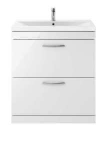 Nuie Athena Gloss White Floor Standing 800mm Cabinet and Basin 2 ATH055B