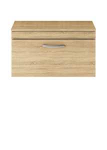Nuie Athena Natural Oak Wall Hung 800mm Cabinet and Worktop ATH059W
