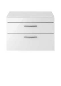 Nuie Athena Gloss White Wall Hung 800mm Cabinet and Worktop ATH069W