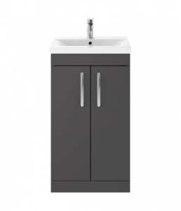Nuie Athena Gloss Grey Floor Standing 500mm Cabinet And Basin 1 ATH072A