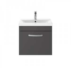 Nuie Athena Gloss Grey Wall Hung 500mm Cabinet And Basin 1 ATH073A