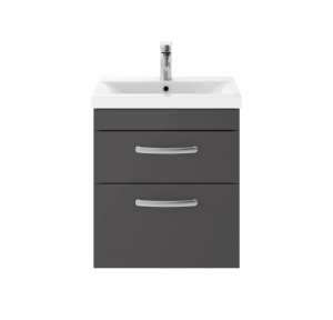 Nuie Athena Gloss Grey Wall Hung 500mm Cabinet And Basin 2 ATH074B