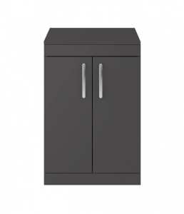 Nuie Athena Gloss Grey Floor Standing 600mm Cabinet And Worktop ATH075W