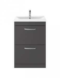Nuie Athena Gloss Grey Floor Standing 600mm Cabinet And Basin 1 ATH076A