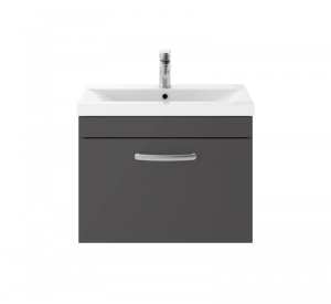 Nuie Athena Gloss Grey Wall Hung 600mm Cabinet And Basin 1 ATH077A
