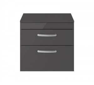 Nuie Athena Gloss Grey Wall Hung 600mm Cabinet And Worktop ATH078W