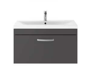 Nuie Athena Gloss Grey Wall Hung 800mm Cabinet And Basin 1 ATH080A
