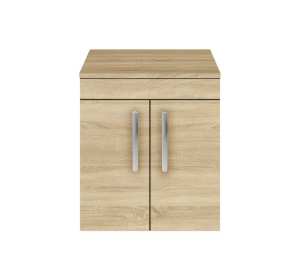 Nuie Athena Natural Oak Wall Hung 500mm Cabinet and Worktop ATH084W
