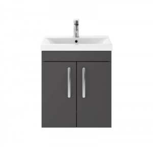Nuie Athena Gloss Grey Wall Hung 500mm Cabinet And Basin 1 ATH087A