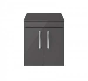 Nuie Athena Gloss Grey Wall Hung 500mm Cabinet And Worktop ATH087W