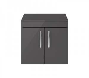 Nuie Athena Gloss Grey Wall Hung 600mm Cabinet And Worktop ATH094W