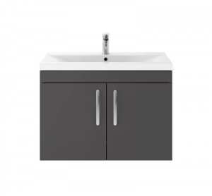 Nuie Athena Gloss Grey Wall Hung 800mm Cabinet And Basin 1 ATH101A
