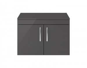 Nuie Athena Gloss Grey Wall Hung 800mm Cabinet And Worktop ATH101W