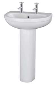 Nuie Ivo 550mm Basin and Pedestal 2 Tap CIV003