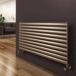 Reina Artena Single Brushed  Stainless Steel Designer Radiator 590 x 600mm