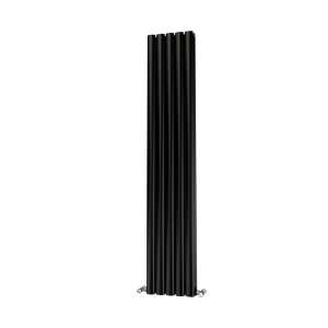 Riviera Ovalo Black Elliptical Tube Designer Radiator Double Sided 1600 x 290mm