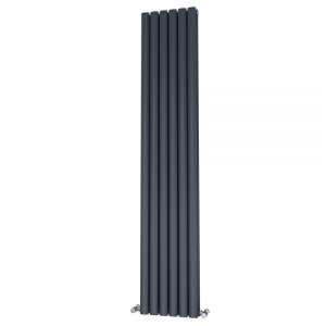 Riviera Ovalo Anthracite Elliptical Tube Designer Radiator Double Sided 1800 x 348mm