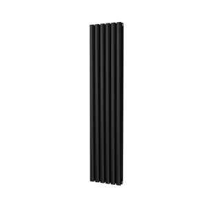 Riviera Ovalo Black Elliptical Tube Designer Radiator Double Sided 1600 x 348mm