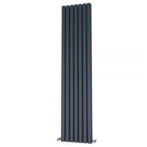 Riviera Ovalo Anthracite Elliptical Tube Designer Radiator Double Sided 1800 x 406mm