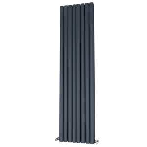 Riviera Ovalo Anthracite Elliptical Tube Designer Radiator Single Sided 1600 x 464mm OL16464AD