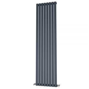 Riviera Ovalo Anthracite Elliptical Tube Designer Radiator Single Sided 1600 x 464mm OL16464AS