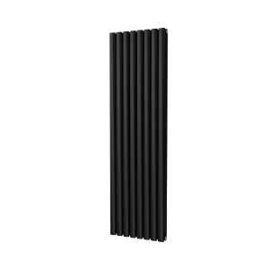 Riviera Ovalo Black Elliptical Tube Designer Radiator Double Sided 1600 x 464mm