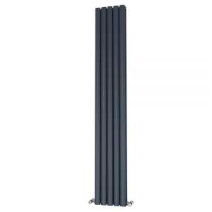 Riviera Ovalo Anthracite Elliptical Tube Designer Radiator Double Sided 1600 x 290mm