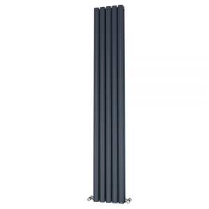 Riviera Ovalo Anthracite Elliptical Tube Designer Radiator Double Sided 1600 x 290mm