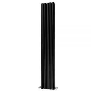 Riviera Ovalo Black Elliptical Tube Designer Radiator Double Sided 1800 x 290mm