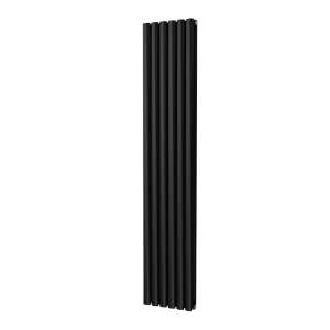 Riviera Ovalo Black Elliptical Tube Designer Radiator Double Sided 1800 x 348mm