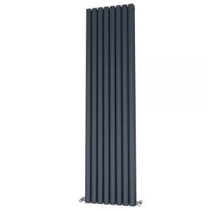 Riviera Ovalo Anthracite Elliptical Tube Designer Radiator Double Sided 1800 x 464mm