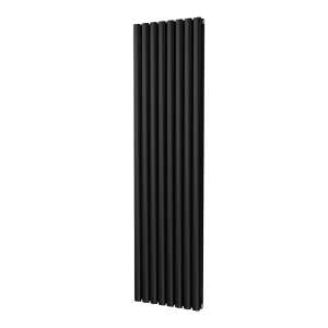 Riviera Ovalo Black Elliptical Tube Designer Radiator Double Sided 1800 x 464mm