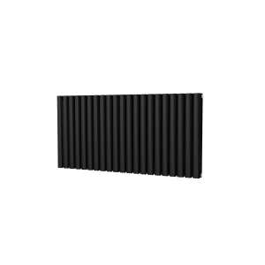 Riviera Ovalo Black Elliptical Tube Designer Radiator Double Sided 600 x 1218mm