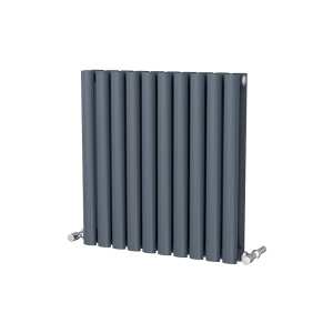 Riviera Ovalo Anthracite Elliptical Tube Designer Radiator Double Sided 600 x 580mm