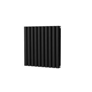 Riviera Ovalo Black Elliptical Tube Designer Radiator Double Sided 600 x 580mm