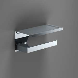 Sonia S Cube Chrome Toilet Roll Holder With Shelf