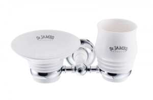 St James Porcelain Soap Dish and Tumbler  with Holder SJ625